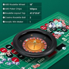 18″ ABS Roulette Wheel Set with 47.2 * 23.6” Double-Sided Roulette Tablecloth…