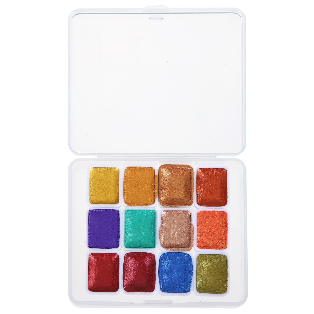 Watercolor Paint Set 12 Colors, Solid Watercolor Set, Earthy & Gilded Shades