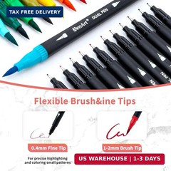 Aen Art Dual Brush Markers for Adult Coloring Books, 24 Colored Fine Point Marke