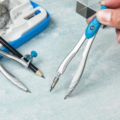 Lifreer Geometry Set,10 Pcs Protractor and Compass 1 Count (Pack of 10), Blue
