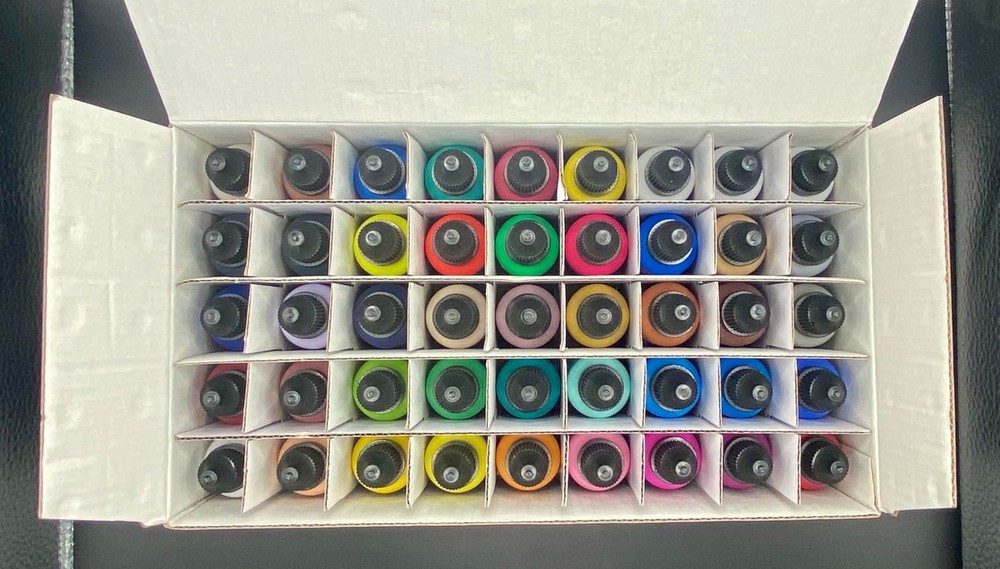 Airbrush Paint – 42 Colors with 4.05 Fl Oz Thinner, Iridescent, Neon and Metalli