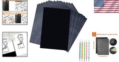 50 Sheets Carbon Paper Black Graphite Paper Transfer Tracing Paper and 5 Pieces