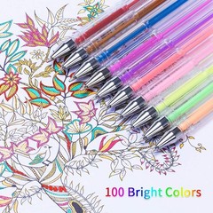 200 Glitter Gel Pen Set 100 Gel Pens plus 100 Refills Glitter Neon Pen for Color