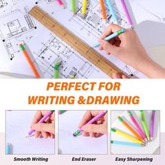 108 Pcs Mini Pencils Bulk Small Pre Sharpened 2 HB Half Golf Pencils with Era…