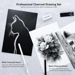 33 Piece Sketching Pencil Set – 5H to 14B Pencils, Charcoal Pencils, Charcoal St