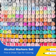 Hopesky Alcohol Markers 168 Colors, Dual Tip Art Markers Set with Fine & Chis…