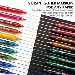 Glitter Markers 24 Pack 0.7mm Tip Acrylic Paint for Canvas, Fabric
