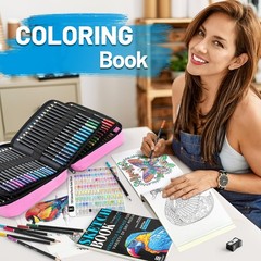 136 PCS Colored Pencils Set 120 OilBased Sketchbook Sharpener Drawing Art