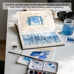 4×4″ Watercolor Sketchbook, 30 Sheet 300GSM/203lb, Dark Blue