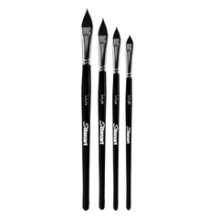 Sdanart Cat Tongue Watercolor Brushes,4 PCS 1/8″, 1/4″, 3/8″, 1/2″, Black