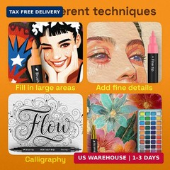 ARTISTRO 36 Acrylic Paint Markers – Paint Pens for Drawing – For Fabric, Rock, G