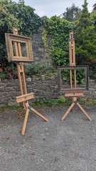 TWO (2X) Vintage Windsor & Newton Artist Adjustable Solid Beech Easels EXCELLENT