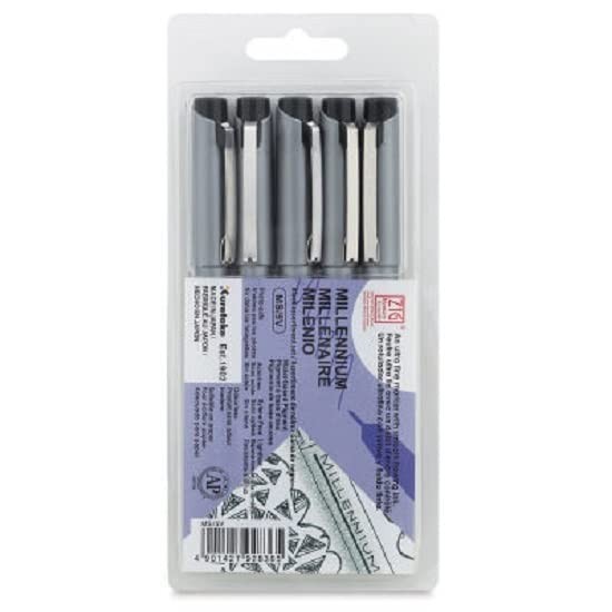 Kuretake UK Zig Millennium Fineliner Drawing Pen 5 Pen Black Small Kuretake