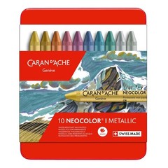 Neocolor I Water Resistant Metallic Colors Wax Pastels 10 PCS