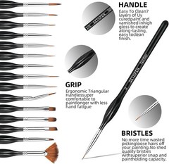 Very Small Paint Brushes Fine Tip for Nail Art Model Craft Painting Hobby Set