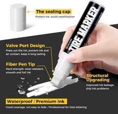 SELEAD Jumbo Tire Marker White 4 Pack 15mm Wide Tip