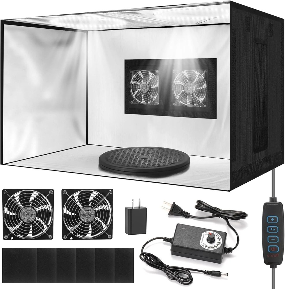 Portable Airbrush Spray Booth with Dual Exhaust Fans,Airbrush Paint Booth with A