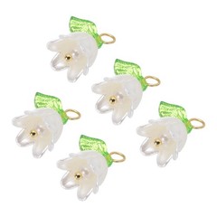 5Pack 13x14mm Acrylic Flower Charm Lily of the Valley Jewelry White