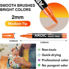 28 Colors Acrylic Paint Markers, 2Mm Fine Tip Permanent Paint Pens – Quick Dry,