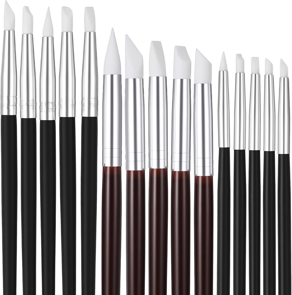 15 Pack Silicone Paint Brushes for Crafts 5 Shapes Head Professional Silicone Ru