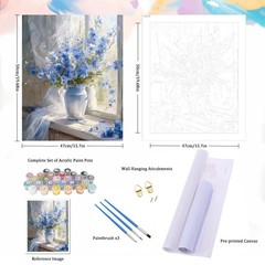Natuyalo Paint by Numbers Kit for Adults – Blue Flower 16×20 inches, ART-01