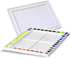 Watercolor Palette with Cover – 42 Wells and 4 Mixing Areas, 12″ X 16″ Lightweig