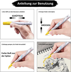 Overseas Paint Marker Pens – 5 Colors Permanent Oil Based Paint Markers, Medium