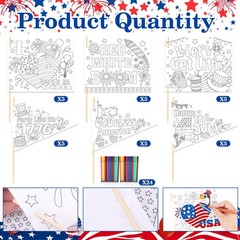 30pcs 4th of July Coloring Flags Kit, Independence Day Coloring Handheld Flags w