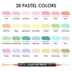28 Pastel Colors Dual Tip Acrylic Paint Markers, Brush Tip and Fine Tip Acryl…