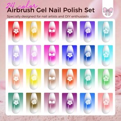 24 Colors 20ml Airbrush Gel Nail Polish Set for Nail Art Gradient French