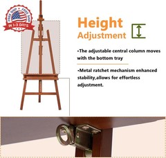 DJAR Large Floor Studio Art Easel for Painting, Sturdy and Durable, Walnut | Adj