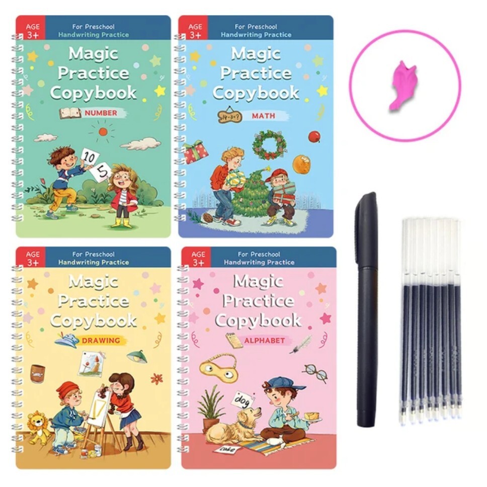 Magic English Practice Copybook for Kids Reusable Calligraphy Number Handwriting
