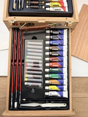 U.S. Art Supply Wood Box Easel Painting – Oil, Acrylic, Watercolor