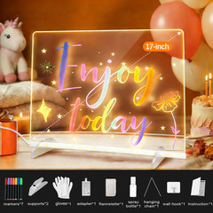 LED Glow Doodle Board Acrylic Dry Erase Note Board Perfect Gift for Kids Adults