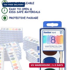36 Pack Watercolor Paint Set, 8 Colors Washable Water Color with Paint Brush, Wa