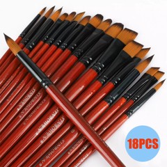 Comfortable Grip Paint Brush Set 18pc for Detailed Areas with Wooden Handles
