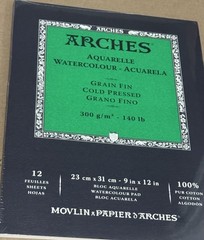 Arches Cold Press Watercolor Paper 12 Sheets 9 x 12 lot of 3 pkgs new