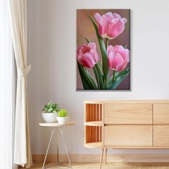 Adult Painting Kit Tulip Flowers Easel Acrylic Art Decor Gift Canvas 8×12 Inch