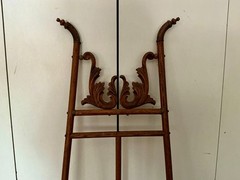 Antique Victorian Stick & Ball Bent Wood Oak EASEL Art Display Painting Stand