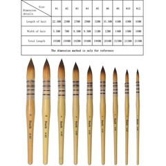 Acrylic Paint Watercolor Brushes Set 9PCS Taklon Hair Size #1-#12