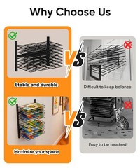 mocomax Wall Mount Art Drying Rack, 16 Removable Shelves Metal Paint Drying R