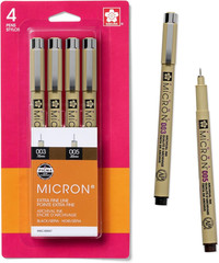 Pigma 50047 Micron Blister Card Ink Pen Set, Black/Sepia, 003/005 Black/Sepia 4C