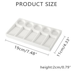 Watercolor Palette Tray 10 Wells White Rectangle Ceramic Artist Paint