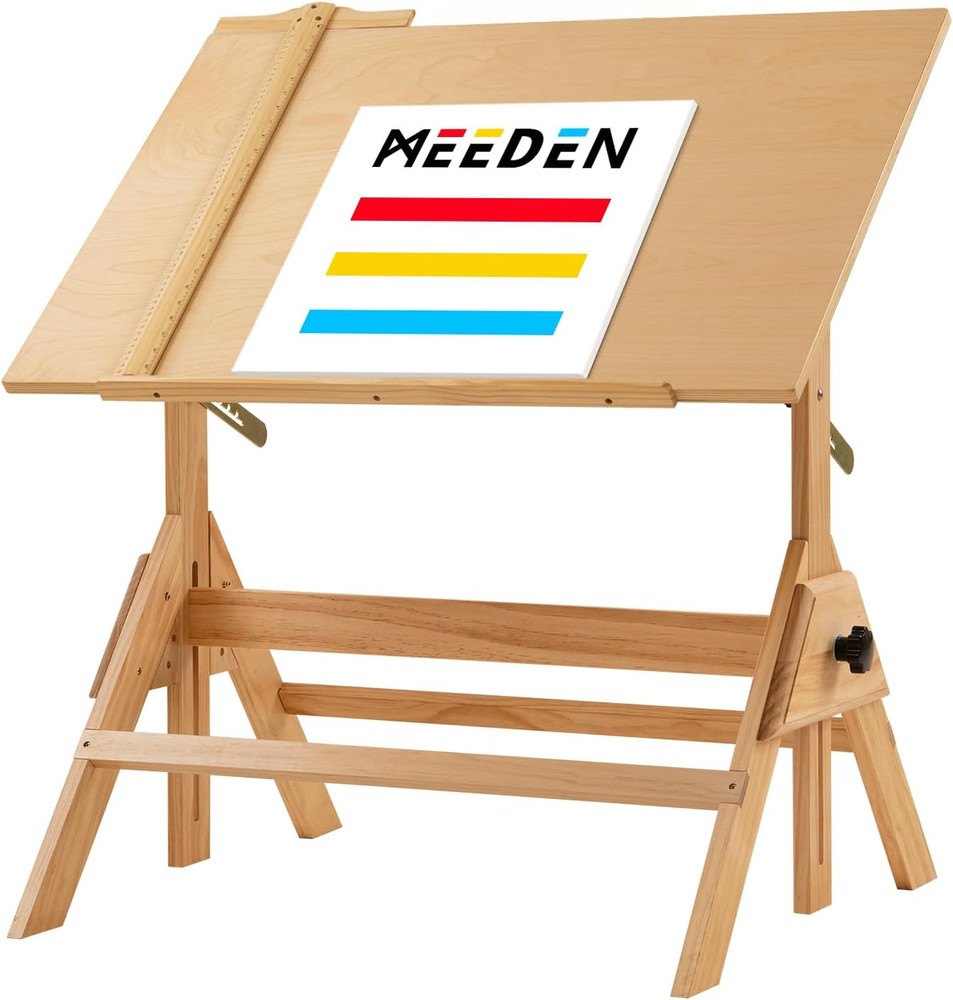 Wood Adjustable Drafting Table: 35.5″ X 23.5″ Art Drawing Desk with Various Heig