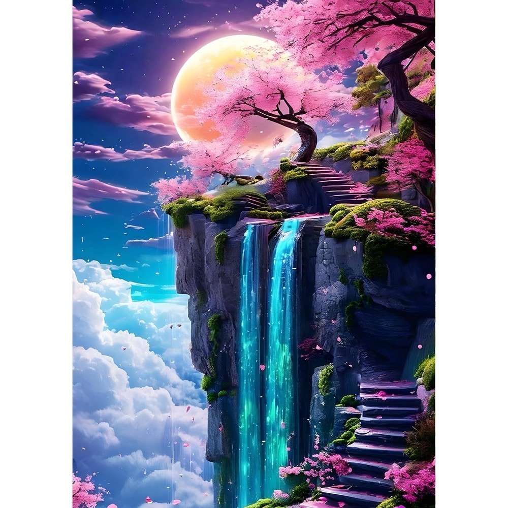 QINRUBB DIY Moonlit Night Diamond Art Kit for Adults 12×16 inches, USQR358