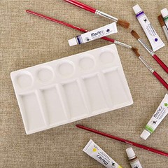 10 Wells White Rectangle Ceramic Artist Paint Palette,Porcelain Watercolor