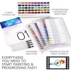 54 Watercolor Pens Set | Including 15 Page Pad & Online 1 Count (Pack of 54)