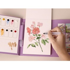 Watercolor Coloring Book for Adults Stress Relief Foldable Painting Pad with …