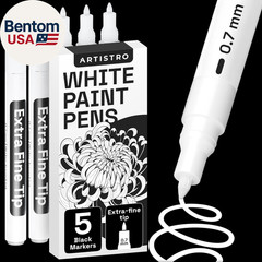 5 White Paint Pen for Glass Marking, Rock Painting, Ceramic, Wood, Tire, Fabric,