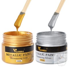 Acrylic Paint Metallic Gold and Silver,200ml Gold Leaf Paint for Art, Painting